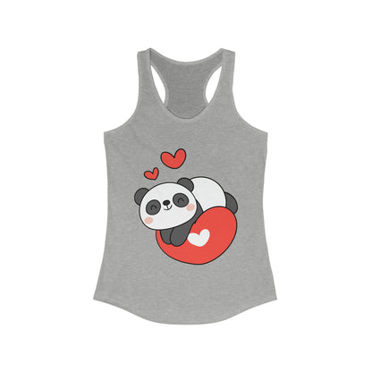 Panda Lying On A Heart Tank Top