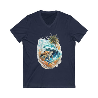 Turtle Sticker Art V-Neck Shirt