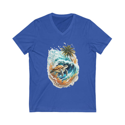 Turtle Sticker Art V-Neck Shirt