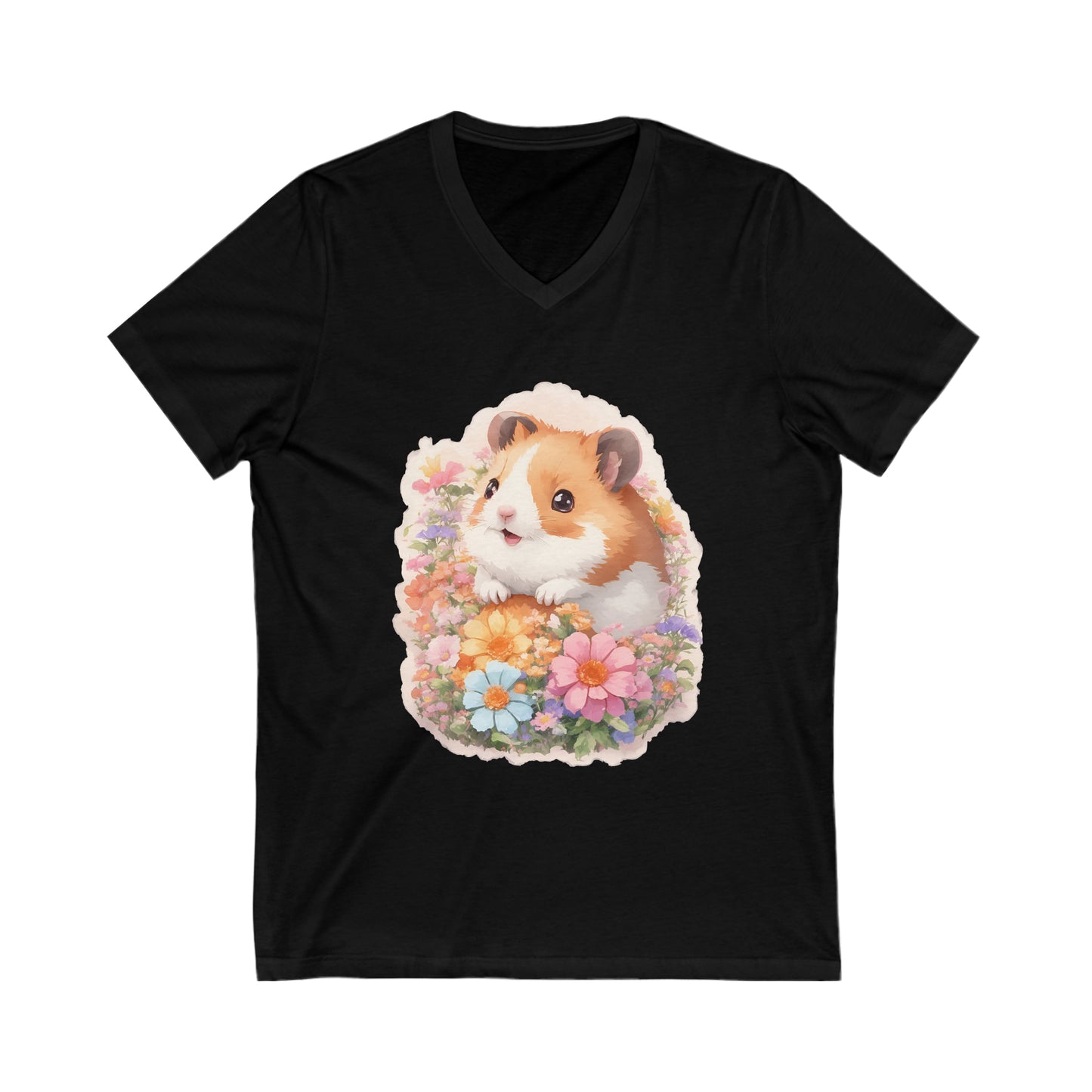 Hamster Sticker Art V-Neck Shirt