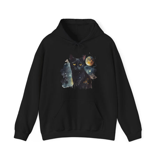 Black Cat Watercoloring Hoodie