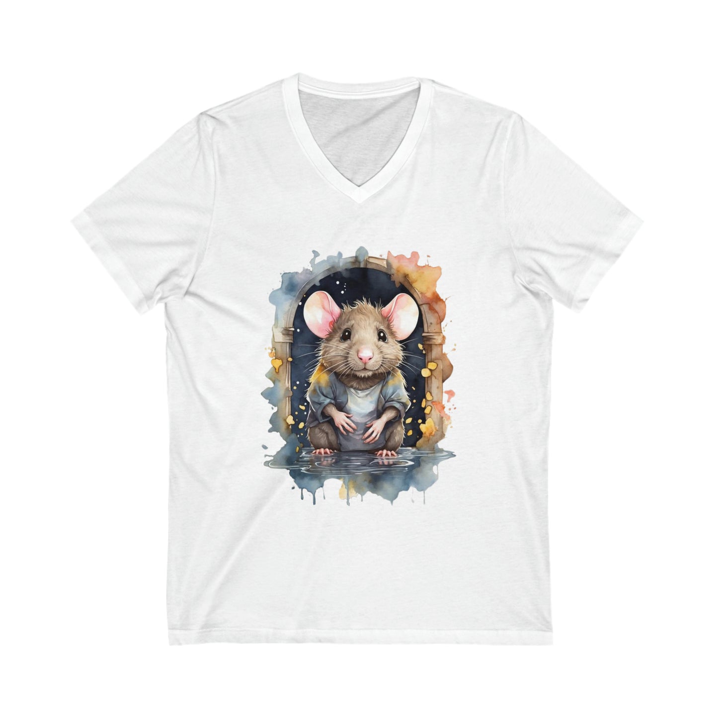 Rat Watercoloring V-Neck Shirt