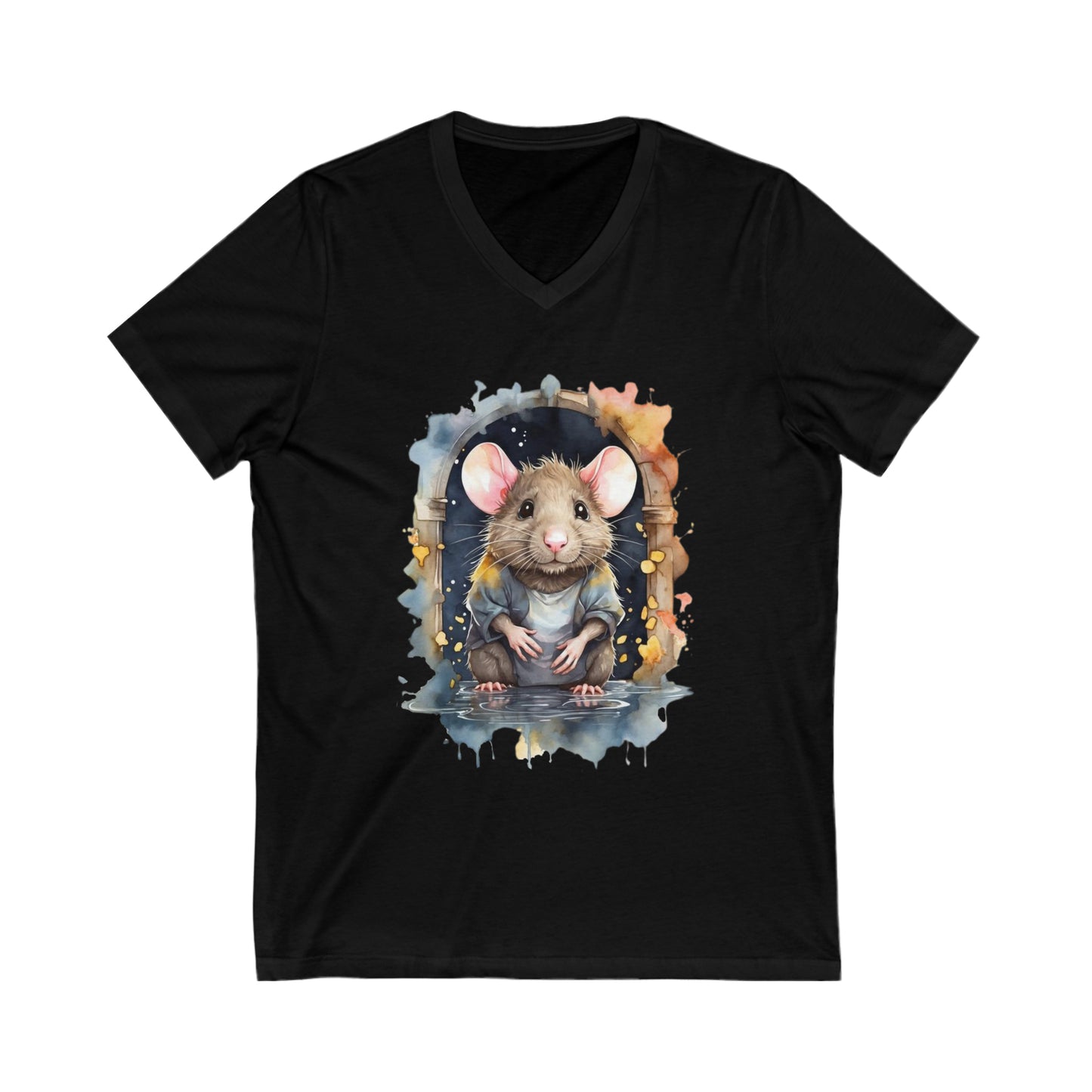 Rat Watercoloring V-Neck Shirt