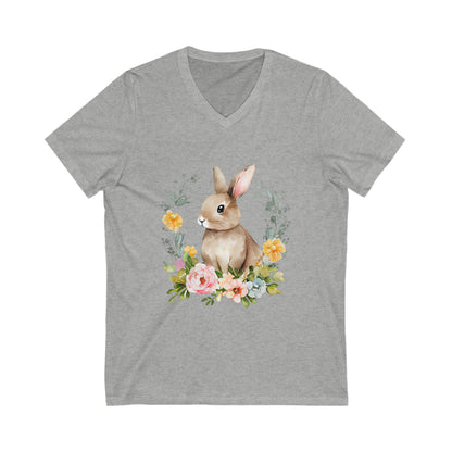 Easter Flower Bunny V-Neck Shirt