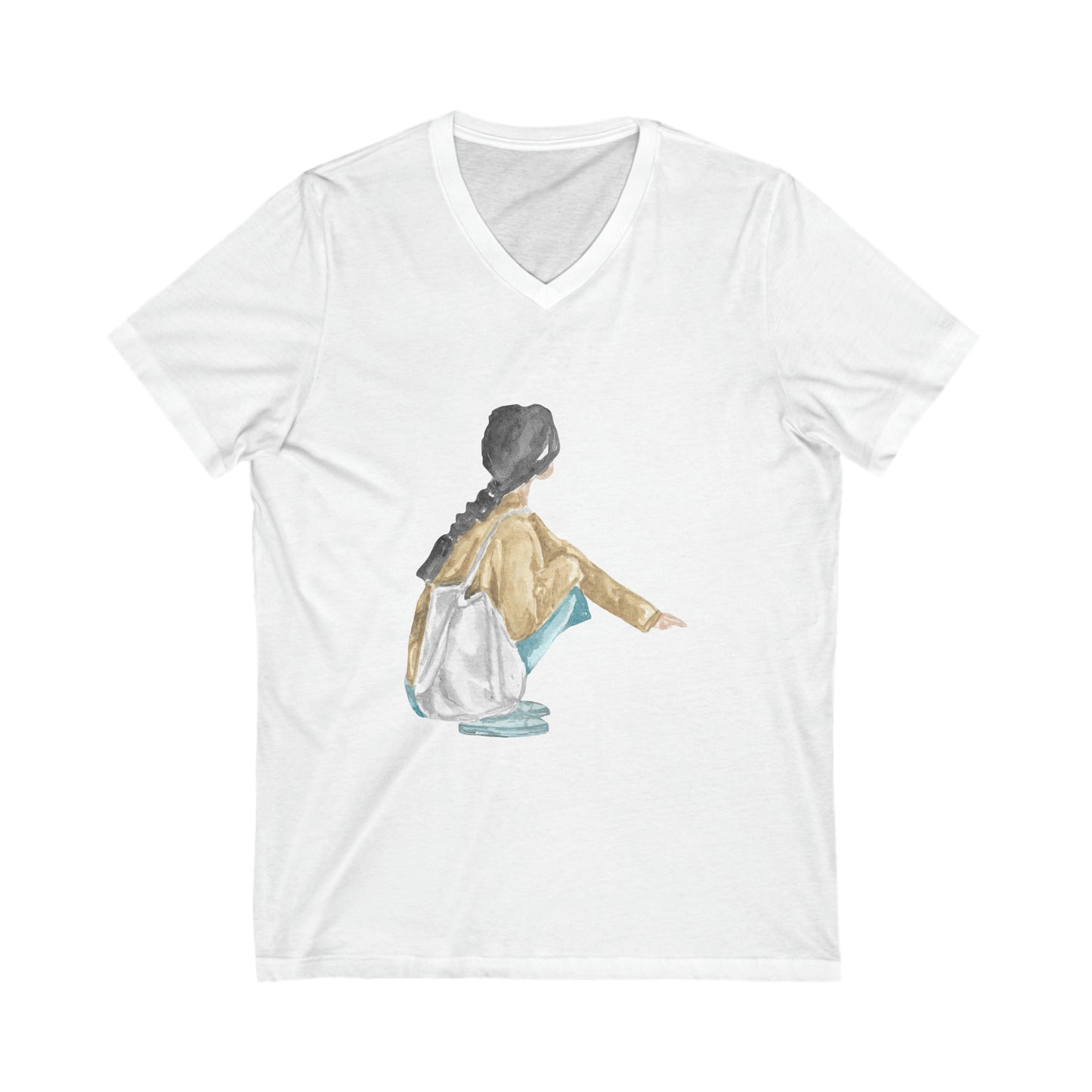 Impressionisme Girl With Braid V-Neck Shirt