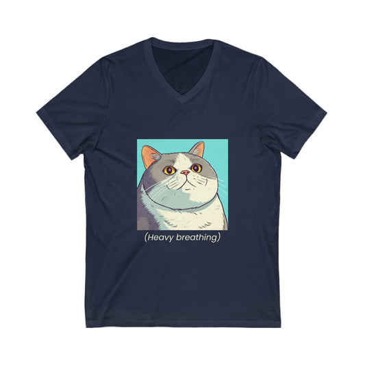 Cat Heavy Breathing V-Neck Shirt