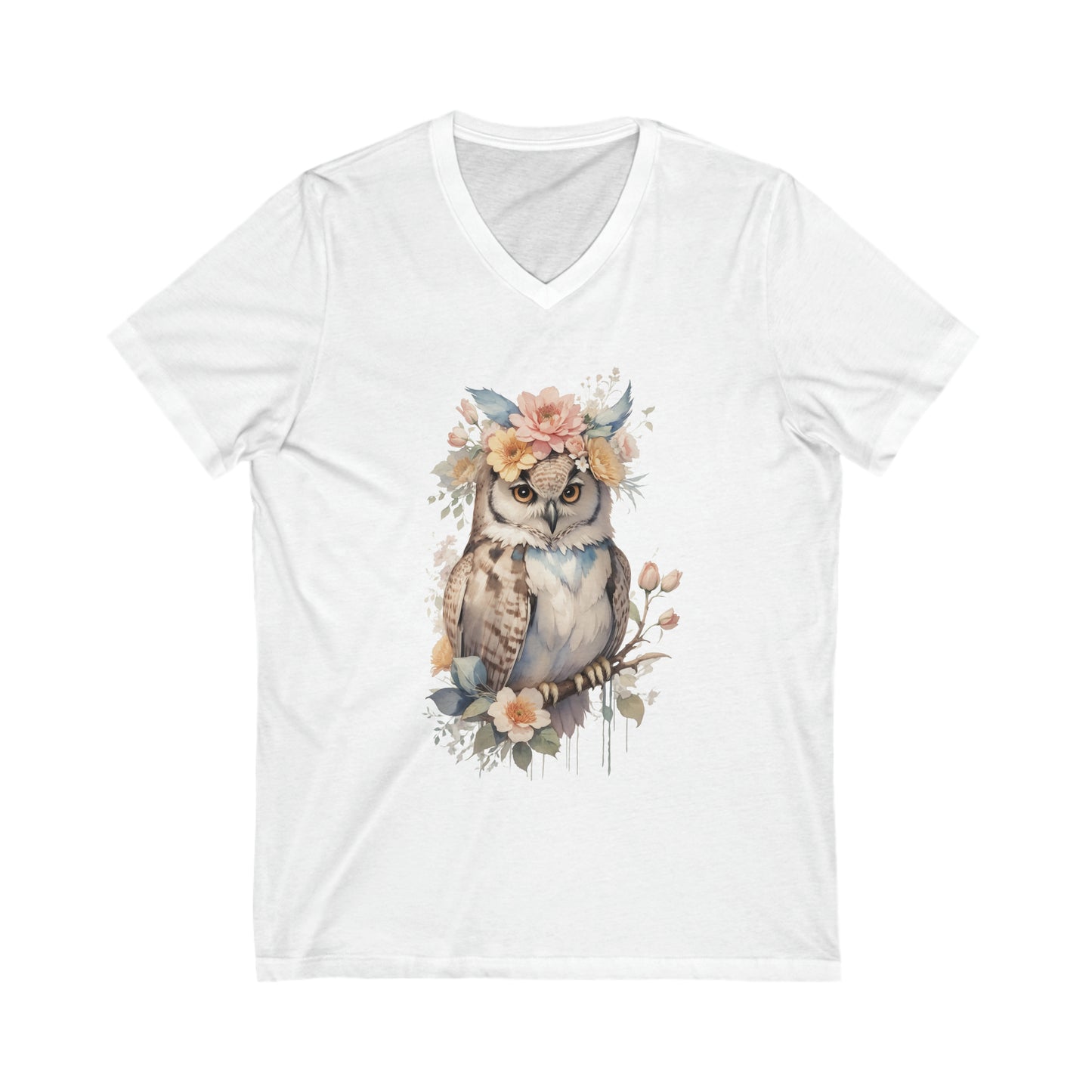 Owl Watercoloring V-Neck Shirt