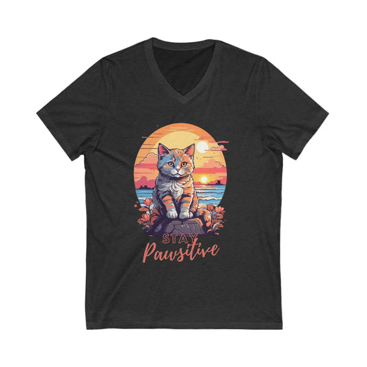 Cat Pawsitive Quote V-Neck Shirt