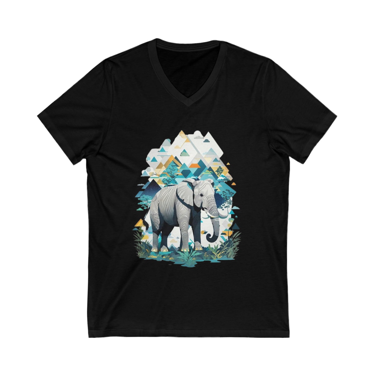 Elephant Geometric V-Neck Shirt