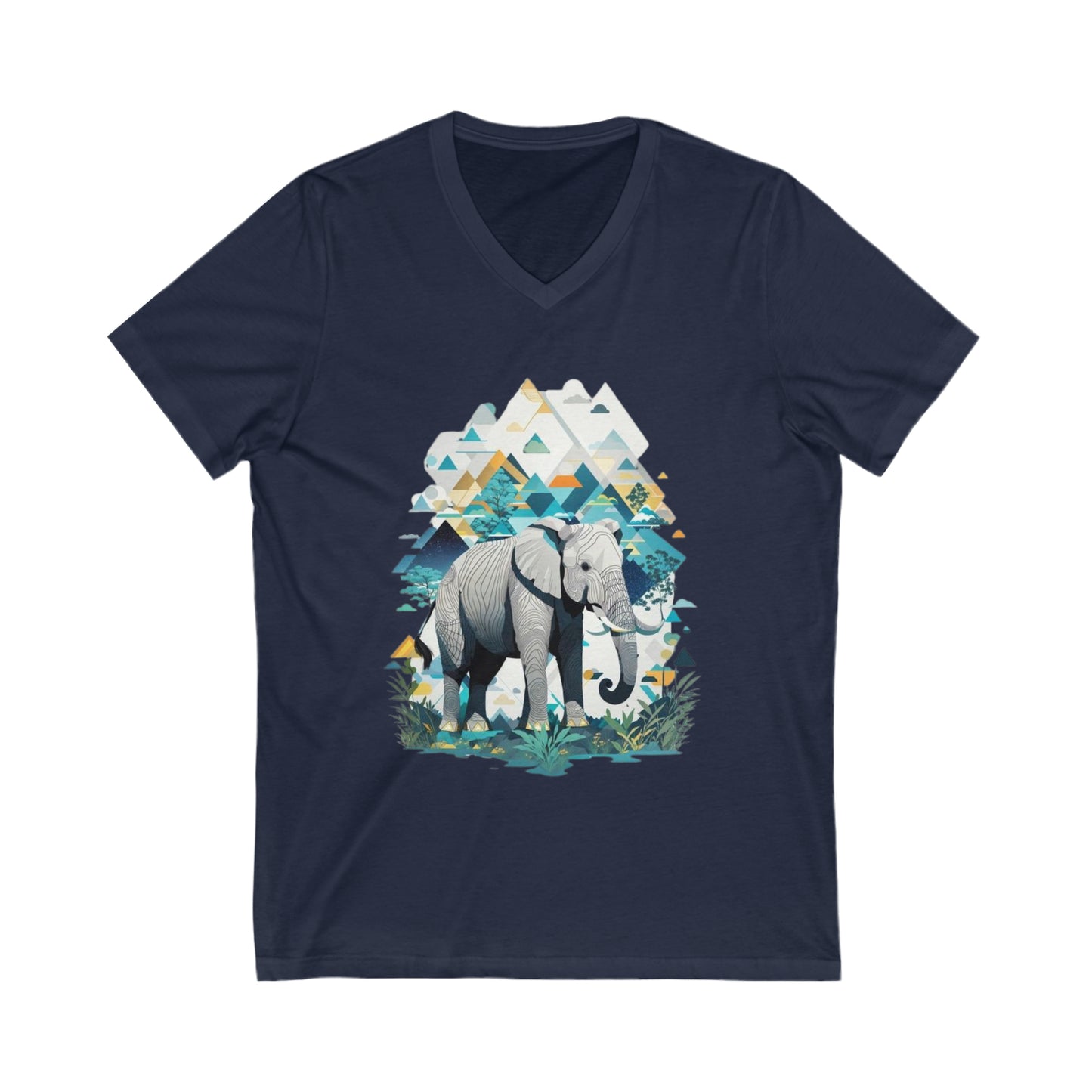 Elephant Geometric V-Neck Shirt