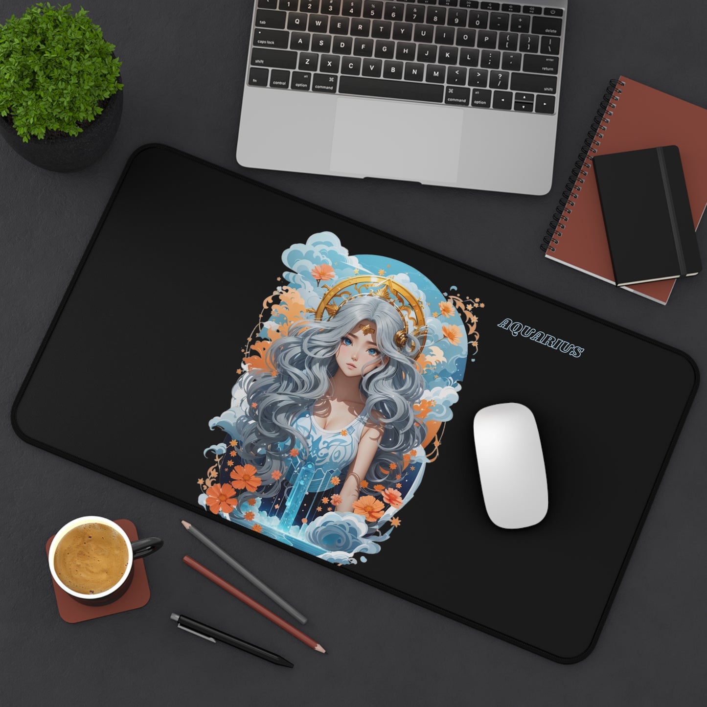 Zodiac Aquarius Manga Girl Desk Mat