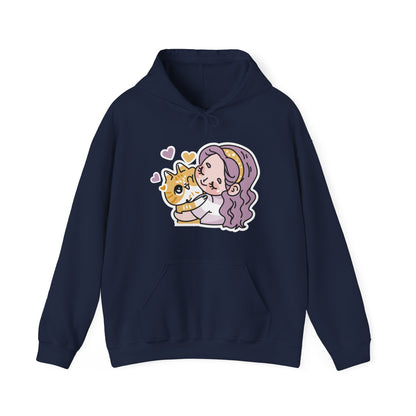 Girl Hugging A Cat Sticker Hoodie