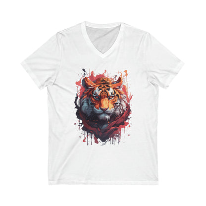 Tiger Splatter Art V-Neck Shirt