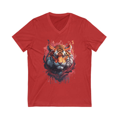 Tiger Splatter Art V-Neck Shirt