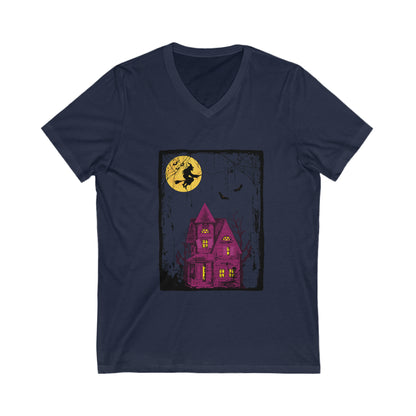 Halloween Haunted House V-Neck Shirt