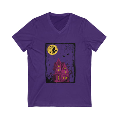 Halloween Haunted House V-Neck Shirt