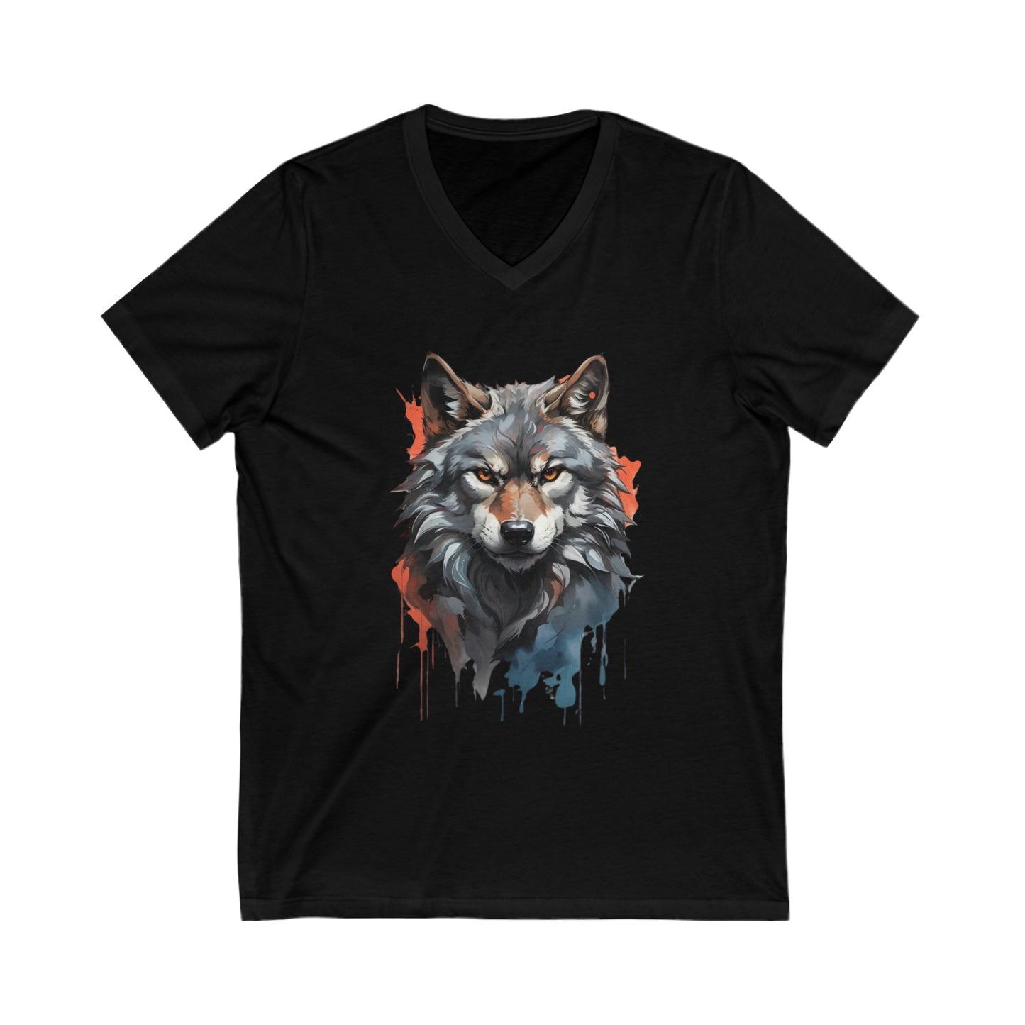 Wolf Splatter Art V-Neck Shirt