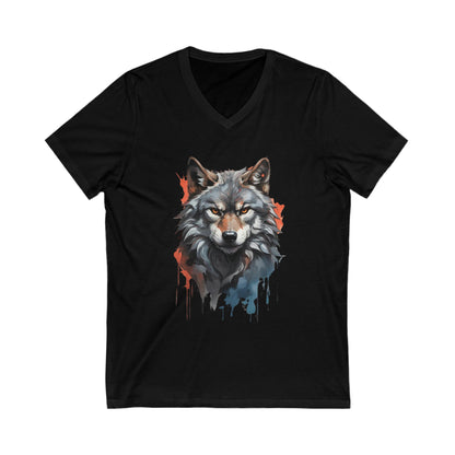 Wolf Splatter Art V-Neck Shirt