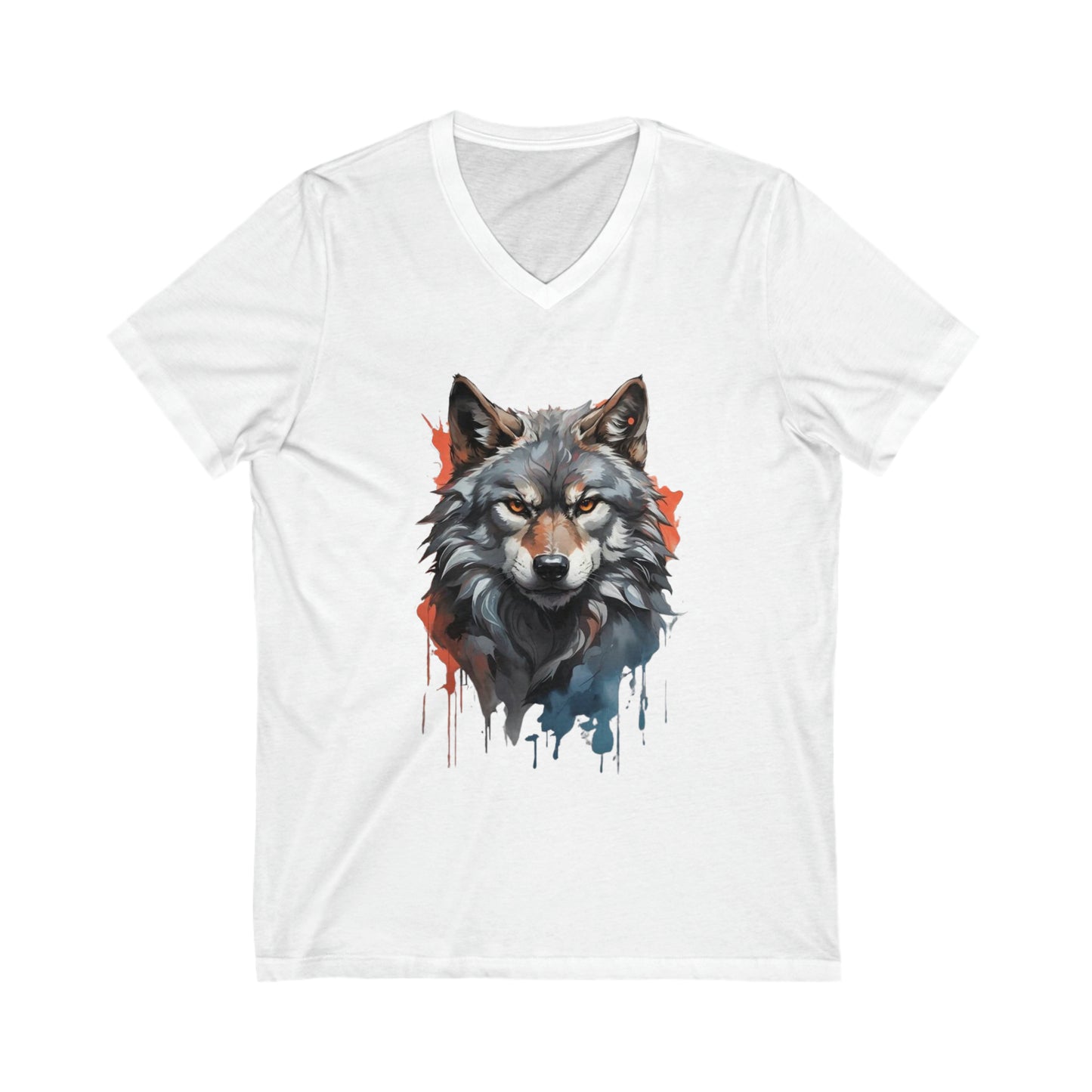 Wolf Splatter Art V-Neck Shirt