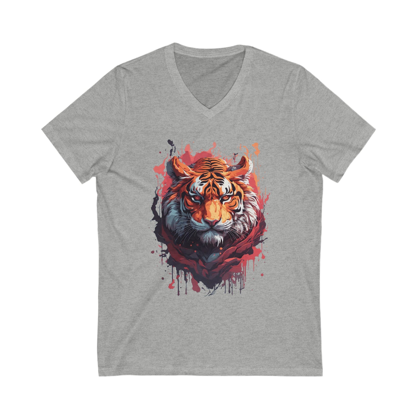 Tiger Splatter Art V-Neck Shirt