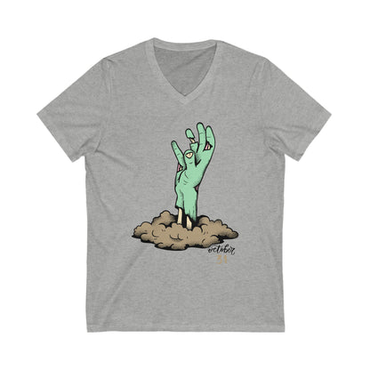 Halloween Zombie Hand V-Neck Shirt