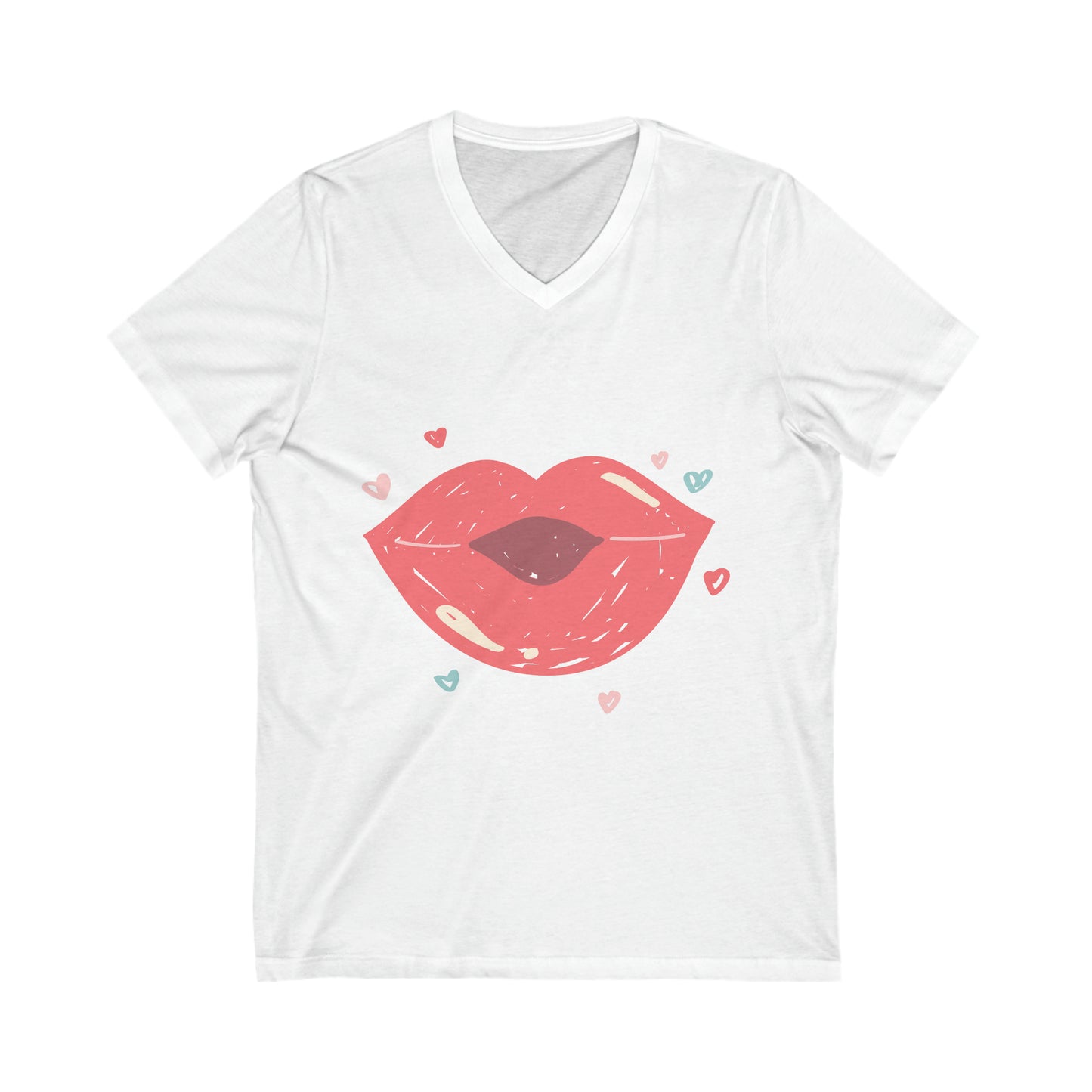 Kiss With Little Hearts V-Neck Shirt