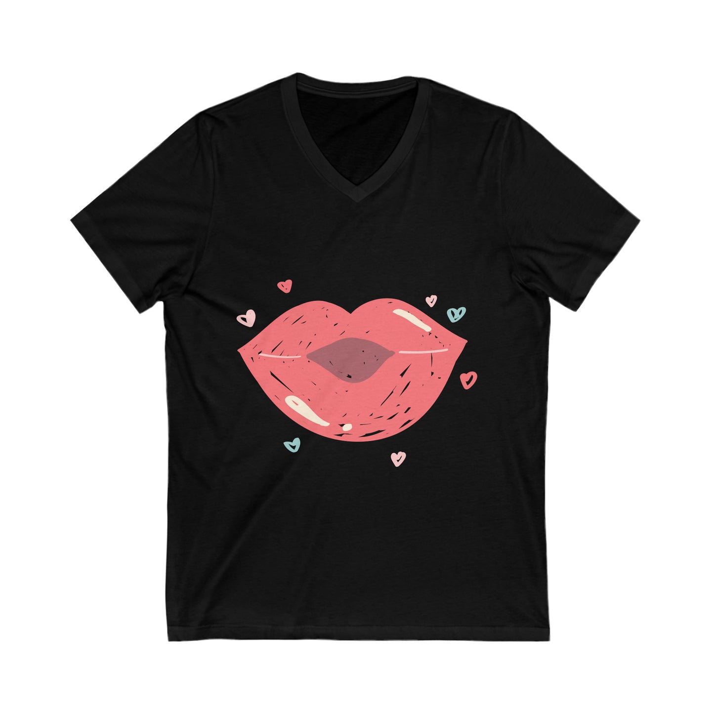 Kiss With Little Hearts V-Neck Shirt