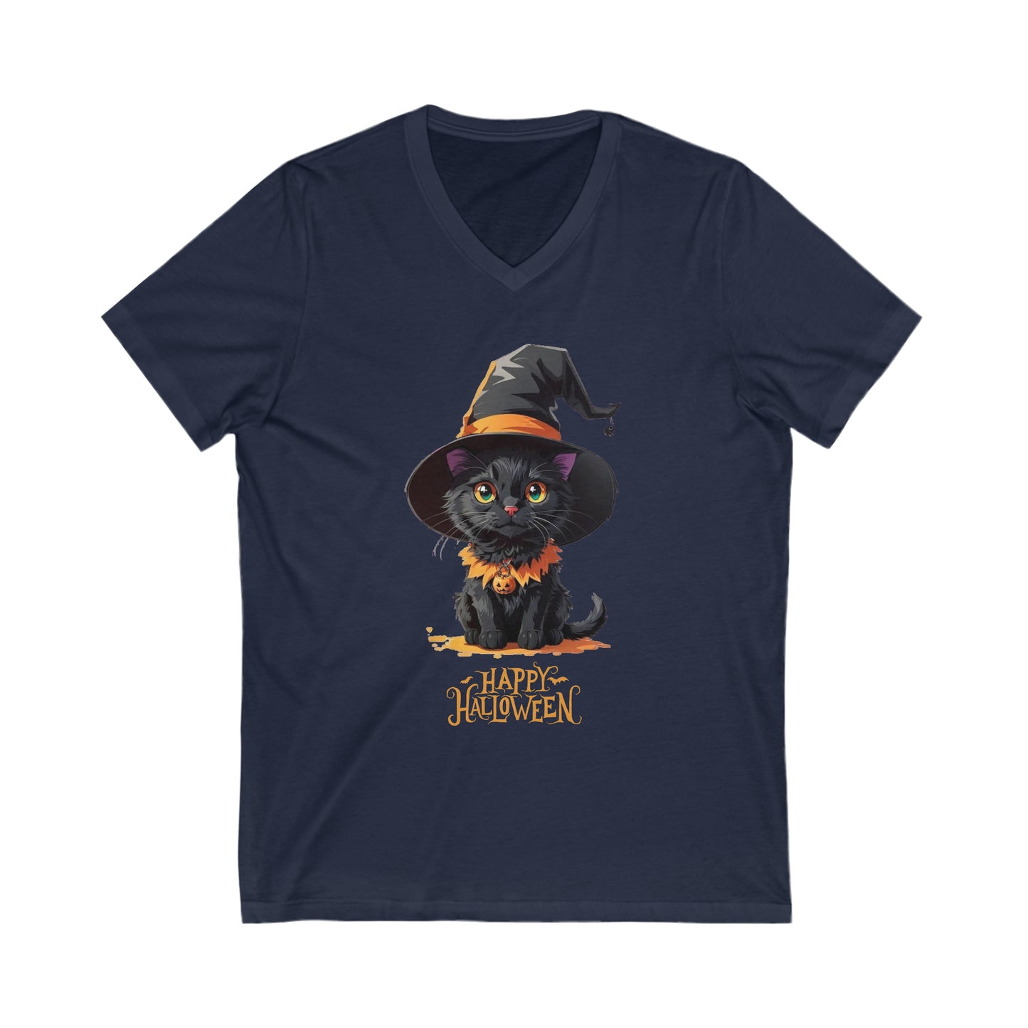 Halloween Black Cat V-Neck Shirt