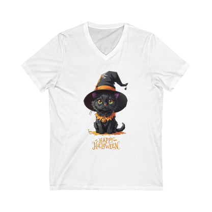 Halloween Black Cat V-Neck Shirt