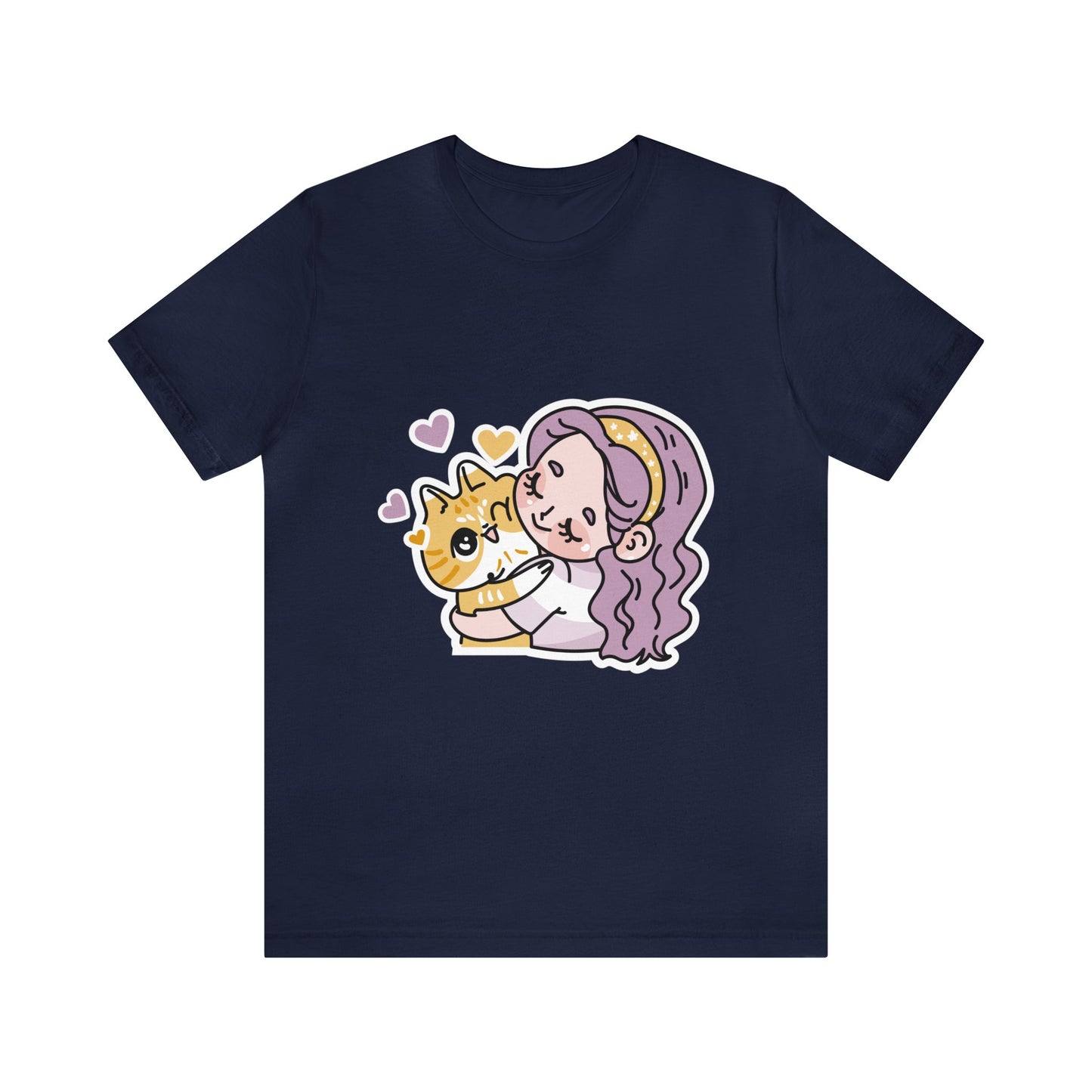 Girl Hugging A Cat Sticker Shirt