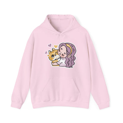 Girl Hugging A Cat Sticker Hoodie