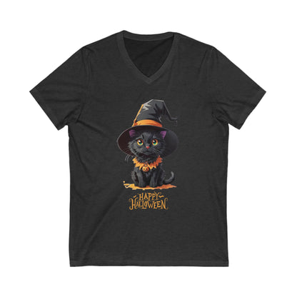 Halloween Black Cat V-Neck Shirt