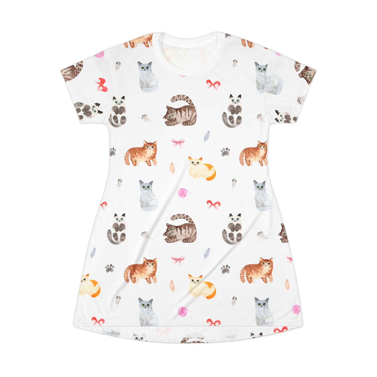 Cat Pattern T-Shirt Dress