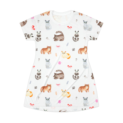 Cat Pattern T-Shirt Dress