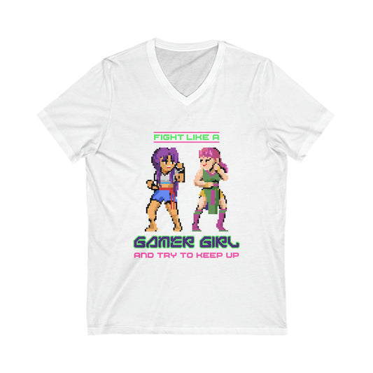 Fight Like A Gamer Girl V-Neck Shirt