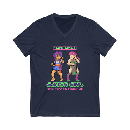 Fight Like A Gamer Girl V-Neck Shirt