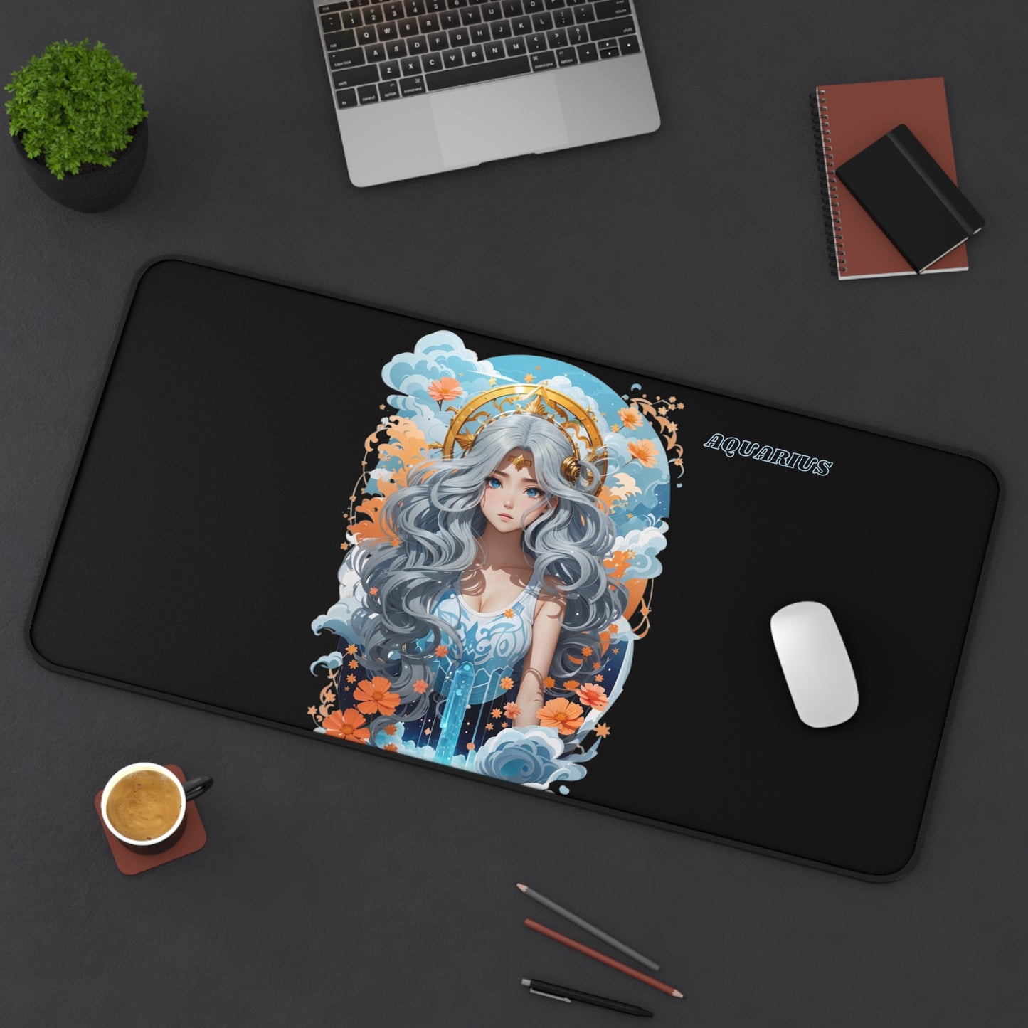 Zodiac Aquarius Manga Girl Desk Mat