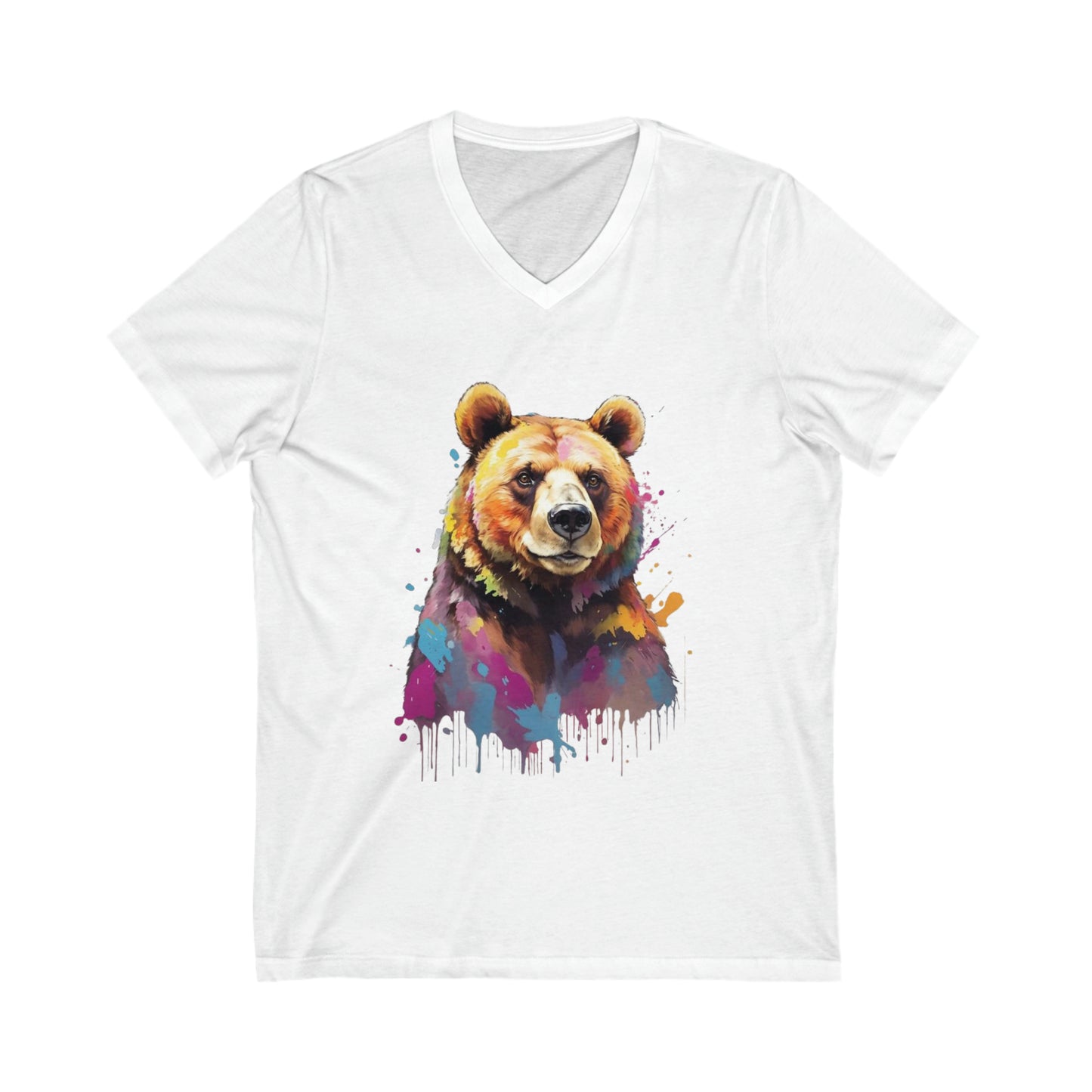 Bear Splatter Art V-Neck Shirt