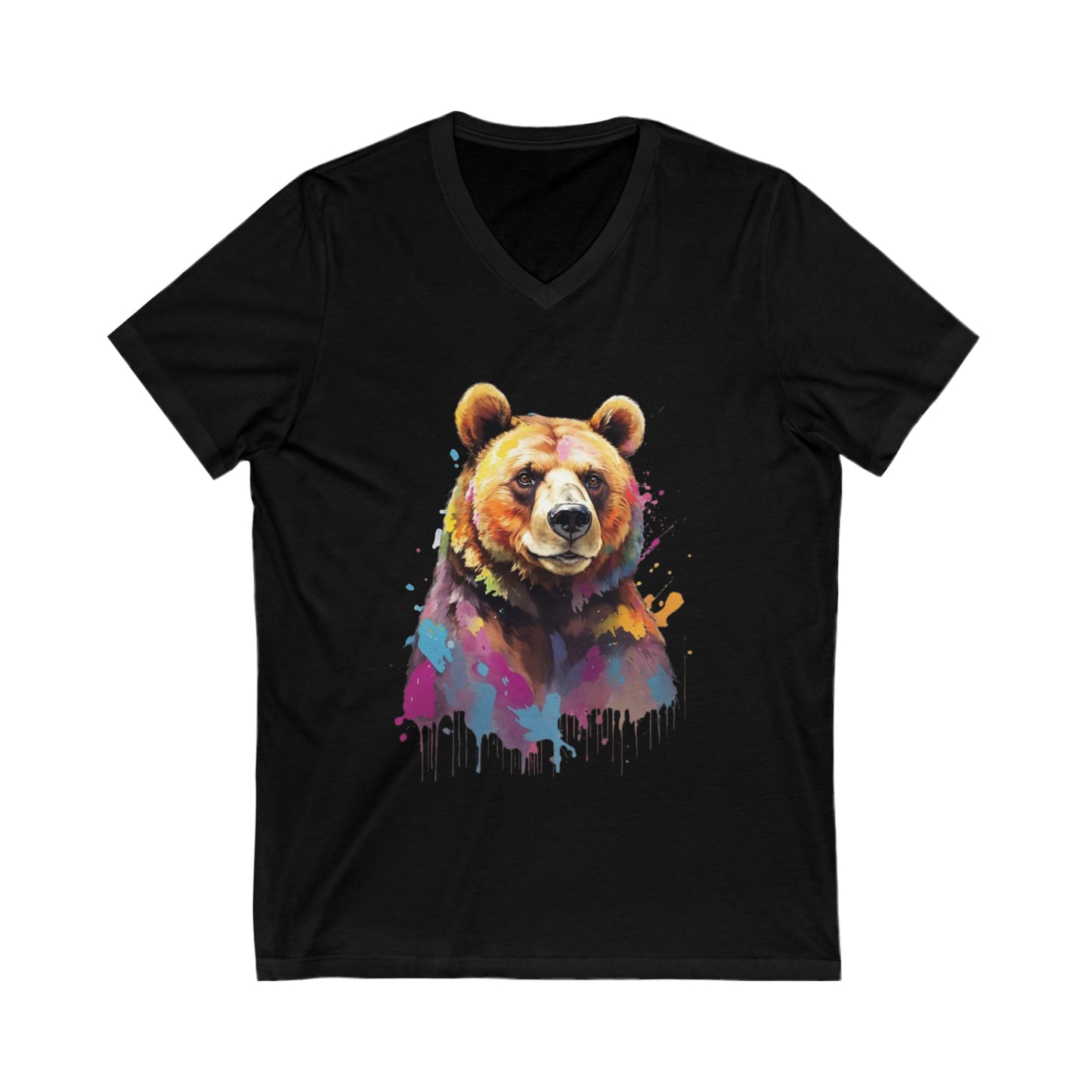 Bear Splatter Art V-Neck Shirt