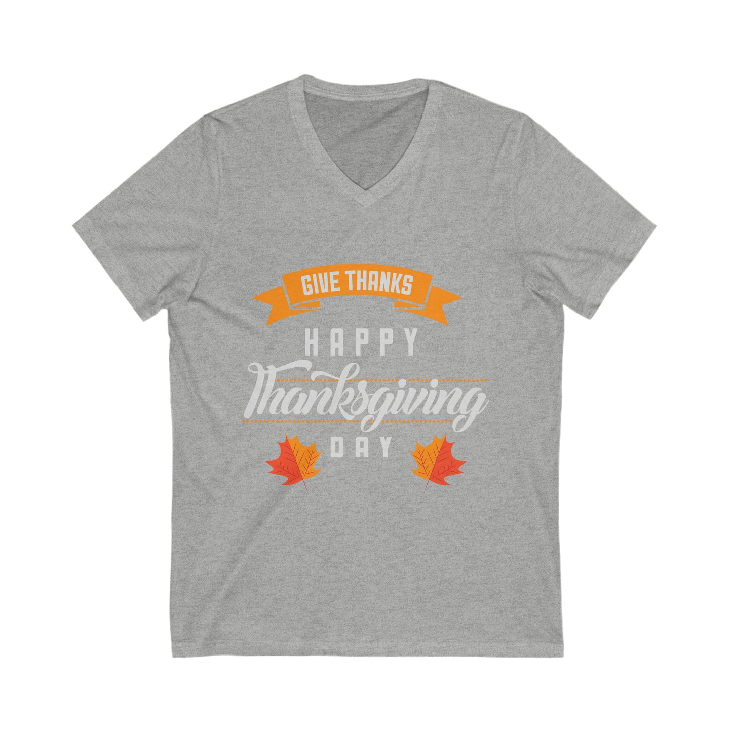 Give Thanks Happy Thanksgiving Day V-Neck Shirt