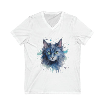 Cat Watercoloring V-Neck Shirt