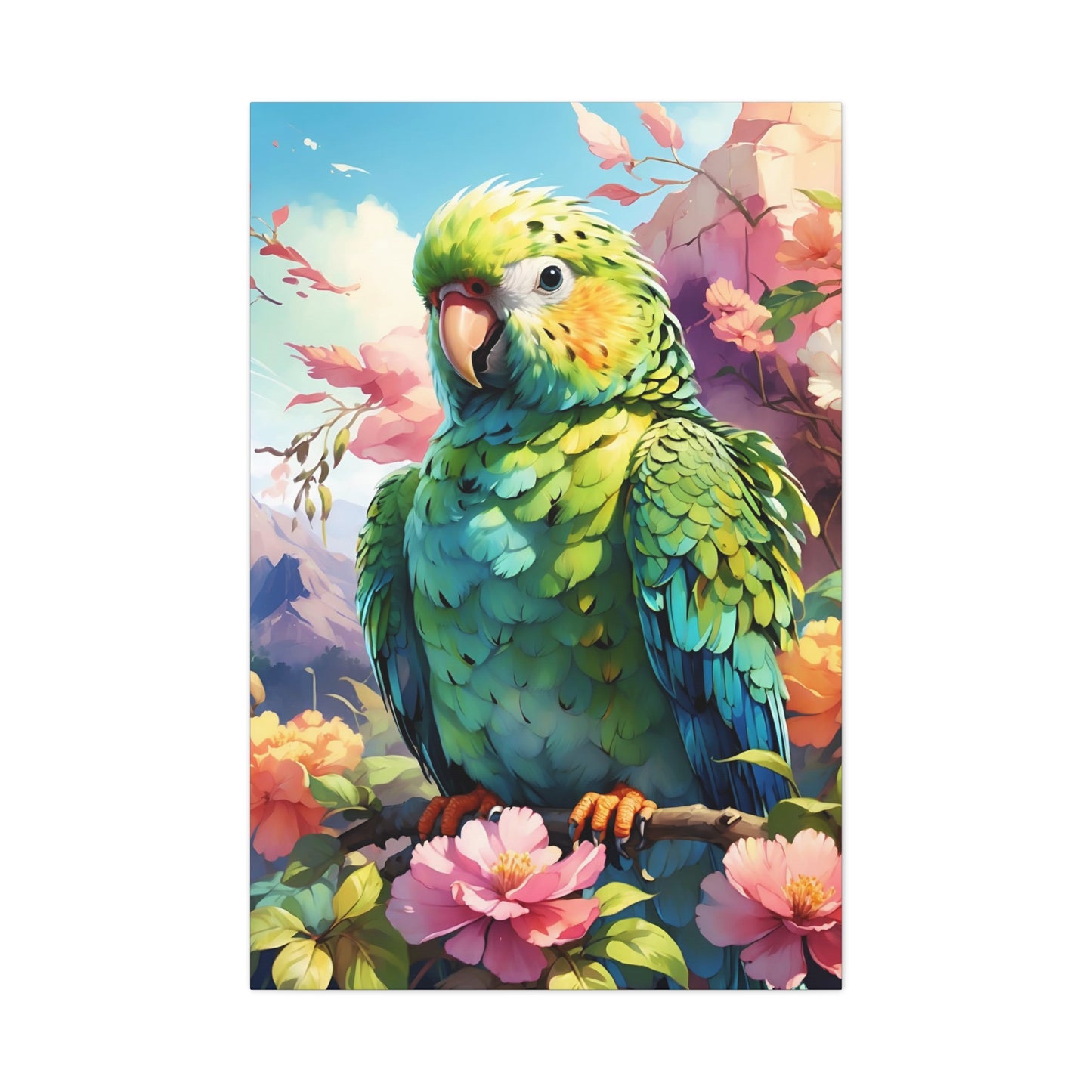 Parakeet Semi Realism Canvas