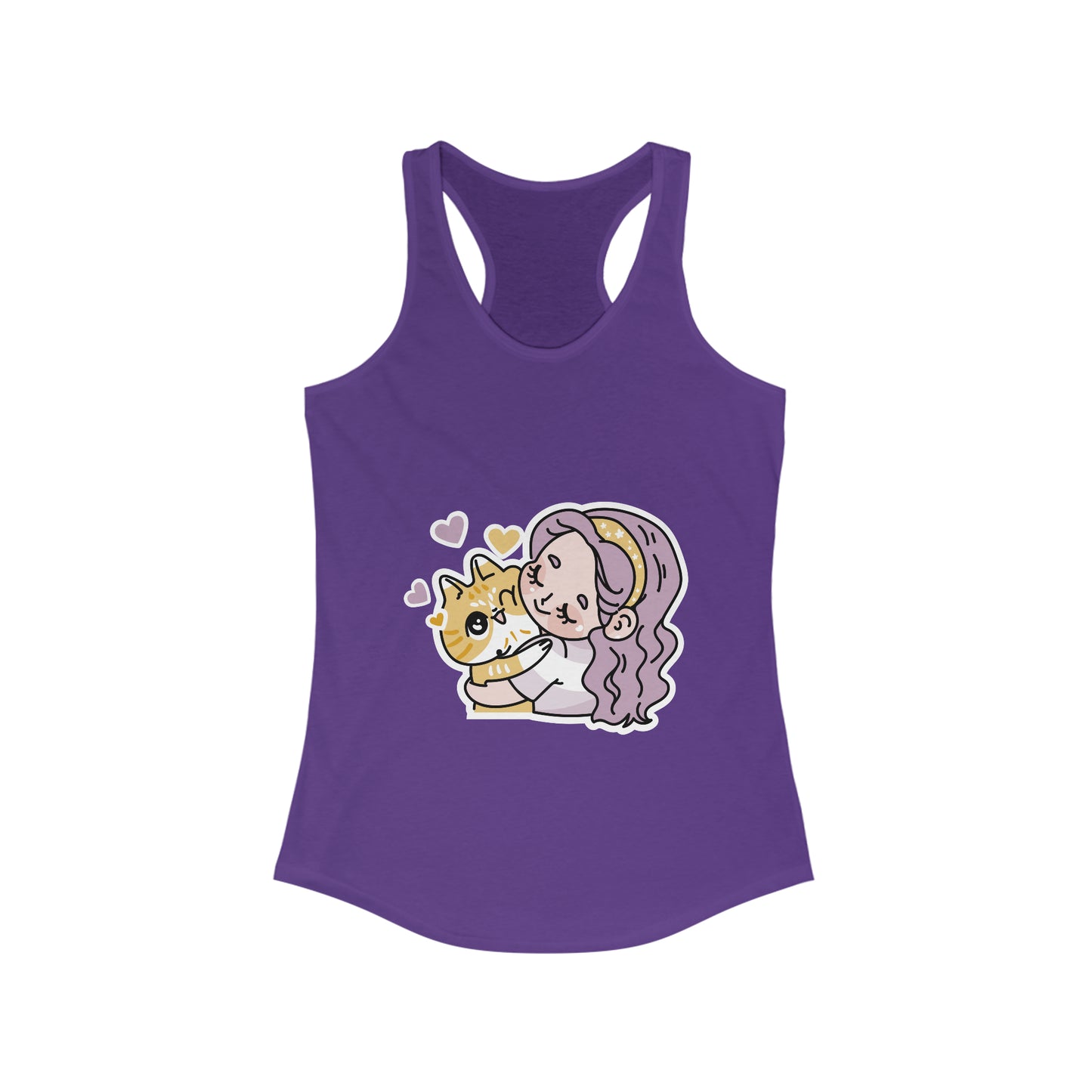 Girl Hugging A Cat Sticker Tank Top