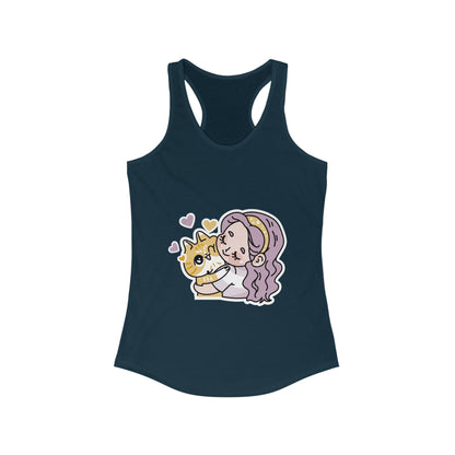 Girl Hugging A Cat Sticker Tank Top