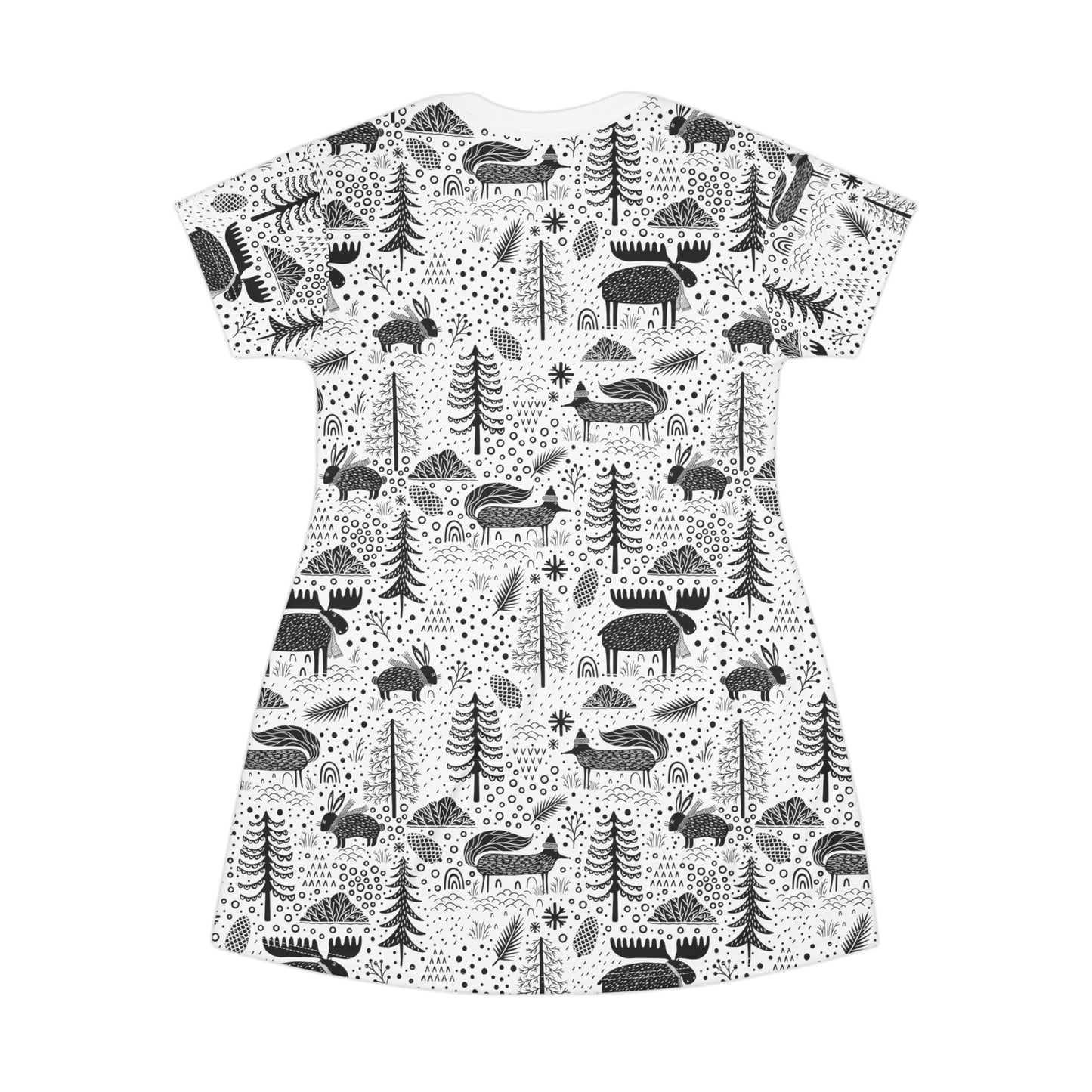 Christmas Black & White Animal T-Shirt Dress