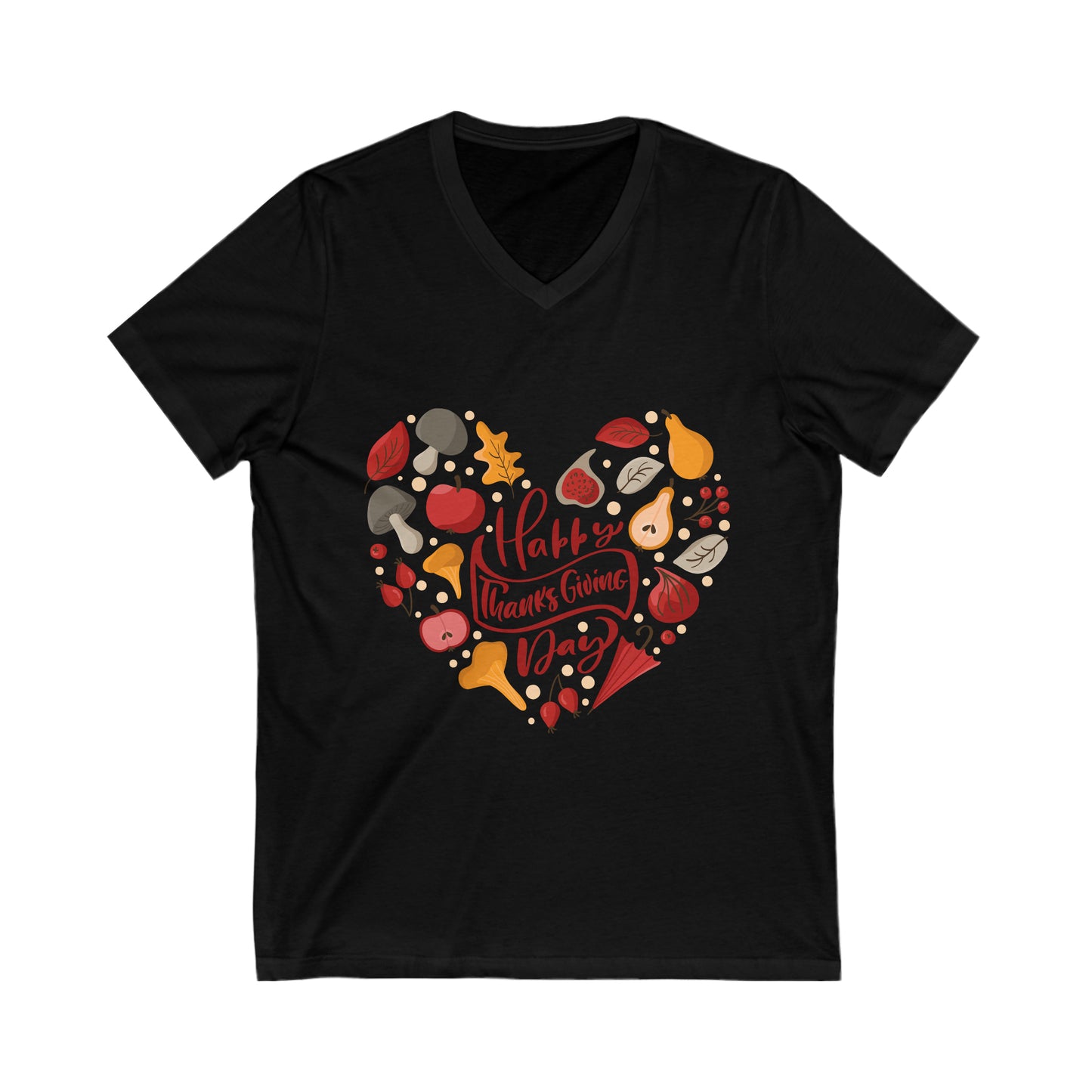 Happy Thanksgiving Day Heart V-Neck Shirt