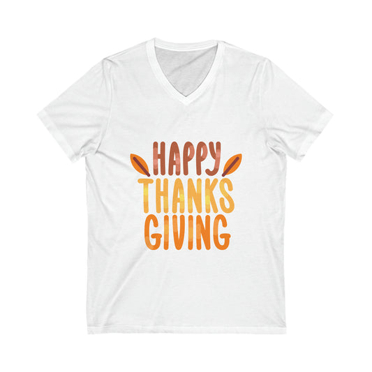 Leaf Happy Thanksgiving V-Neck Shirt