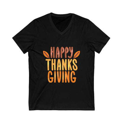 Leaf Happy Thanksgiving V-Neck Shirt