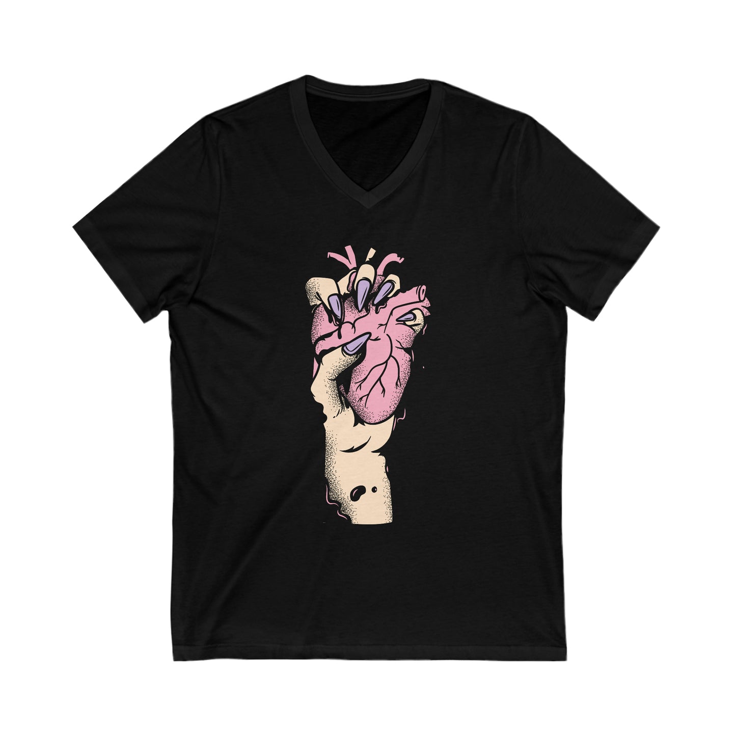 Halloween Ripped Out Heart V-Neck Shirt