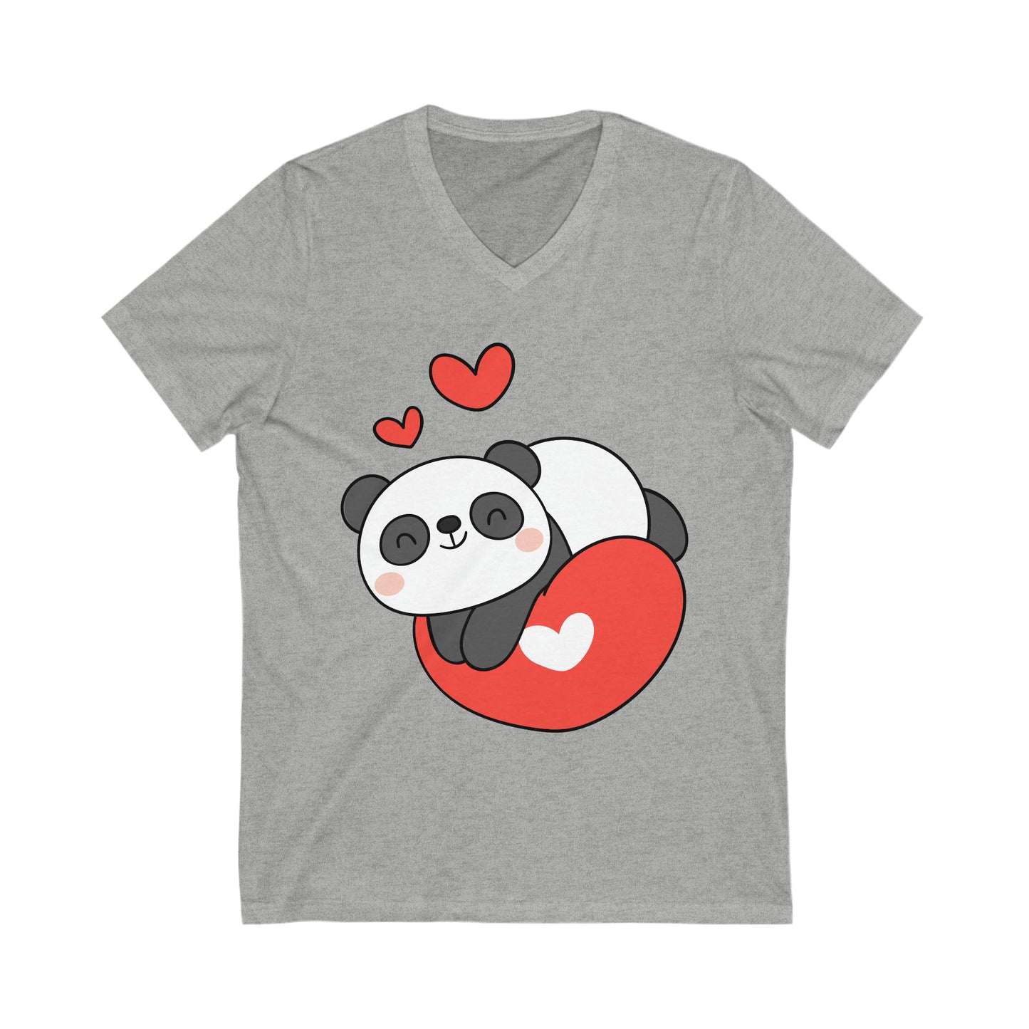 Panda Lying On A Heart V-Neck Shirt